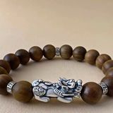  Vòng Gỗ Đàn Hương Mix Tì Hưu Bạc Cao Cấp BKJECN-9353 