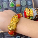  Vòng Tay Mã Não Đỏ Mix Tỳ Hưu Mạ Vàng Tài Lộc BKJECN-9364 