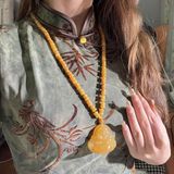  Dây Chuyền Phật Di Lặc Hổ Phách BKJECN-9371 