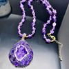 Mặt Dây Chuyền Đá Tím Amethyst Khảm Đá Quý Sang Trọng BKJECN-9374