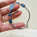  Vòng Tay Bạc Mix Ngọc Hồ Ly Xanh Hải Lam BKJECN-9380 