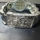  Vòng Tay Nam Mạ Bạc Chạm Khắc Song Long BKJECN-9393 