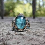  Nhẫn Nam Bạc Thái Đính Đá Aquamarine xanh BKJECN-9403 