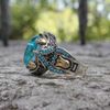Nhẫn Nam Bạc Thái Đính Đá Aquamarine xanh BKJECN-9403