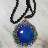  Mặt Dây Chuyền Bạc Pháp Lam Đính Ngọc Lam BKJECN-9414 
