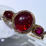  Vòng Tay Kiềng Đồng Khảm Đá Đỏ Phong Cách Hoàng Gia BKJECN-9430 