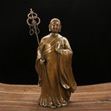 Tượng Phật Địa Tạng Vương Bồ Tát Bằng Đồng Hun Cổ Dáng Đứng BKJECN-9540 