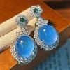  Bông Tai Ngọc Lam Băng Chủng Bạc S925 Đính Đá Zircon BKJECN-9560 