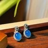  Bông Tai Ngọc Lam Băng Chủng Bạc S925 Đính Đá Zircon BKJECN-9560 
