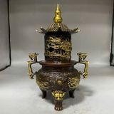  Lư Xông Trầm Tháp Rồng Cuộn Bằng Đồng Cổ BKMECN-10029 