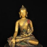  Tượng Phật Dược Sư Lưu Ly Bằng Đồng Mạ Vàng Cổ Sưu Tầm BKMECN-10036 