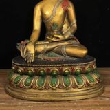  Tượng Phật Dược Sư Lưu Ly Bằng Đồng Mạ Vàng Cổ Sưu Tầm BKMECN-10036 