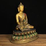  Tượng Phật Dược Sư Lưu Ly Bằng Đồng Mạ Vàng Cổ Sưu Tầm BKMECN-10036 