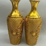  Cặp Bình Hoa Mai Bình Đồng Mạ Vàng Khắc Nổi BKMECN-10043 