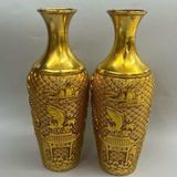  Cặp Bình Hoa Mai Bình Đồng Mạ Vàng Khắc Nổi BKMECN-10043 