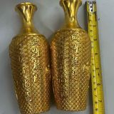  Cặp Bình Hoa Mai Bình Đồng Mạ Vàng Khắc Nổi BKMECN-10043 