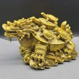  Tượng Long Quy Sinh Tài Bằng Đồng Vàng Sưu Tầm BKMECN-10048 