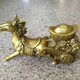  Tượng Ngựa Đồng Vàng Kéo Xe Tài Lộc Sưu Tầm BKMECN-10049 