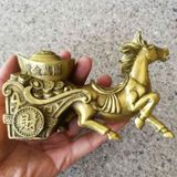  Tượng Ngựa Đồng Vàng Kéo Xe Tài Lộc Sưu Tầm BKMECN-10049 