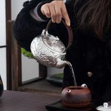 Ấm Trà Bạc Nguyên Chất Khắc Nổi Liên Hoa Cổ Sưu Tầm  BKMECN-10053 