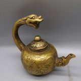  Ấm Đồng Cổ Chạm Nổi Hoàng Long Hiên Viên  BKMECN-10064 