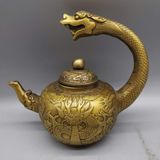  Ấm Đồng Cổ Chạm Nổi Hoàng Long Hiên Viên  BKMECN-10064 