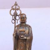  Tượng Phật Địa Tạng Vương Bồ Tát Bằng Đồng Nguyên Khối Cổ Kính BKMECN-10077 