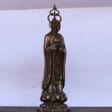  Tượng Phật Địa Tạng Vương Bồ Tát Bằng Đồng Nguyên Khối Cổ Kính BKMECN-10077 
