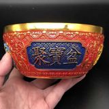  Bát đồng hoàng kim pháp lam chạm chữ Tụ Bảo Bồn BKMECN-10086 