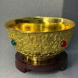  Bát Đồng Mạ Vàng Khảm Ngọc Quý Chiêu Tài Phong Thủy BKMECN-10102 