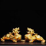  Cặp Tượng Tỳ Hưu Phong Thủy Bằng Đồng Nguyên Chất Khảm Men BKMECN-10120 