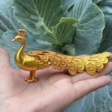  Tượng chim Công phong thủy bằng đồng vàng nguyên chất BKMECN-10124 