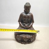  Tượng Phật Tổ Thích Ca Mâu Ni Bằng Đồng Xưa Dáng Tĩnh Tọa Đài Sen  BKMECN-10125 