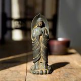  Tượng Đồng Đức Phật A Di Đà Đứng Đài Sen Giả Cổ BKMECN-10159 