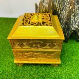  Lư Xông Trầm Đồng Mạ Vàng Dáng Hộp Vuông Cát Tường BKMECN-10161 