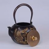  Ấm Gang Đúc Cổ Long Phụng Trình Tường Đun Nước Pha Trà BKMECN-10163 