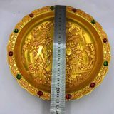  Đĩa Thưởng Đồng Mạ Vàng Chạm Nổi Bách Nhi Đồ Đính Ngọc BKMECN-10170 