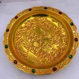  Đĩa Thưởng Đồng Mạ Vàng Chạm Nổi Bách Nhi Đồ Đính Ngọc BKMECN-10170 