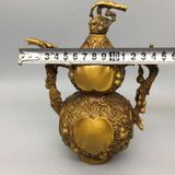  Ấm Đồng Dáng Hồ Lô Chạm Nổi Dây Leo Cát Tường Đại Cát BKMECN-10179 
