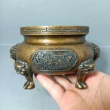  Lư Xông Trầm Đồng Tam Túc Chạm Nổi Song Phượng Cát Tường BKMECN-10182 