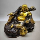  Tượng Đồng Di Lặc Ngồi Bao Tiền Cưỡi Thiềm Thừ May Mắn BKMECN-10197 