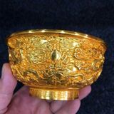  Bát Đồng Mạ Vàng Thúc Nổi Long Phụng Sum Vầy Cổ Ngoạn BKMECN-10202 