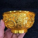  Bát Đồng Mạ Vàng Thúc Nổi Long Phụng Sum Vầy Cổ Ngoạn BKMECN-10202 
