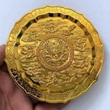  Đĩa Đồng Cửu Long Chầu Nguyệt Mạ Vàng Cổ Ngoạn  BKMECN-10203 