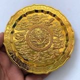  Đĩa Đồng Cửu Long Chầu Nguyệt Mạ Vàng Cổ Ngoạn  BKMECN-10203 