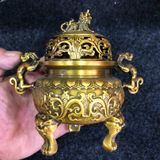  Lư Xông Trầm Hương Bằng Đồng Ba Chân Hổ Phù BKMECN-10215 