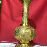  Bình Đồng Vàng Phong Thủy Chạm Khắc Hoa Văn Triện Cổ BKMECN-10221 