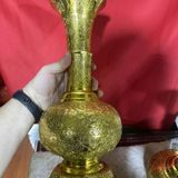  Bình Đồng Vàng Phong Thủy Chạm Khắc Hoa Văn Triện Cổ BKMECN-10221 