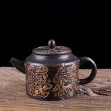  Ấm Trà Bằng Đồng Giả Cổ Họa Tiết Hoa Điểu Cát Tường BKMECN-10259 