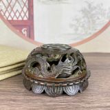  Lư Xông Trầm Bằng Đồng Giả Cổ Nắp Rồng Chạm Thủng BKMECN-10265 